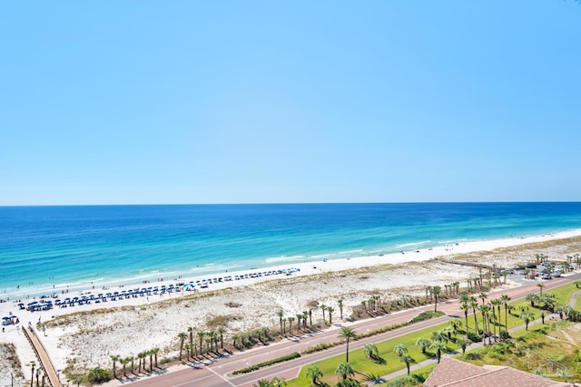 view of water feature with a view of the beach