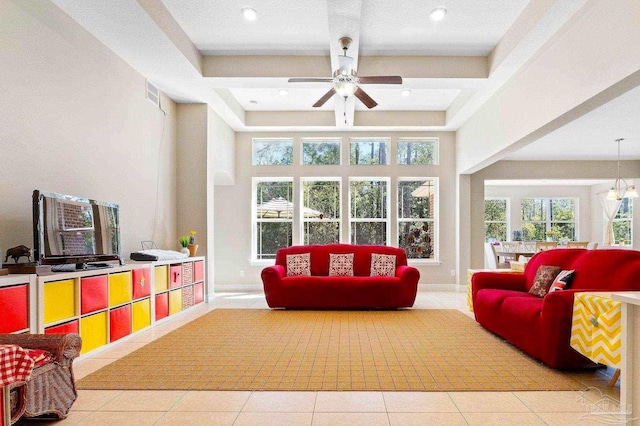 sunroom / solarium with coffered ceiling and beam ceiling