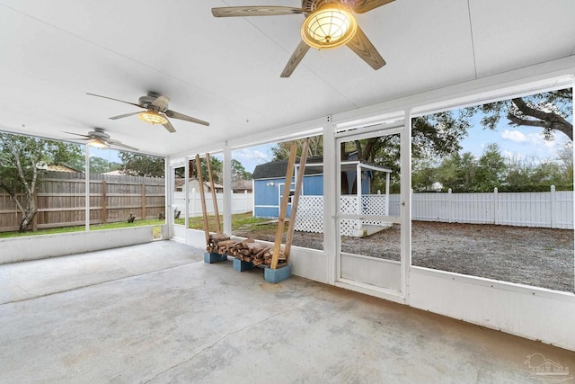 view of unfurnished sunroom