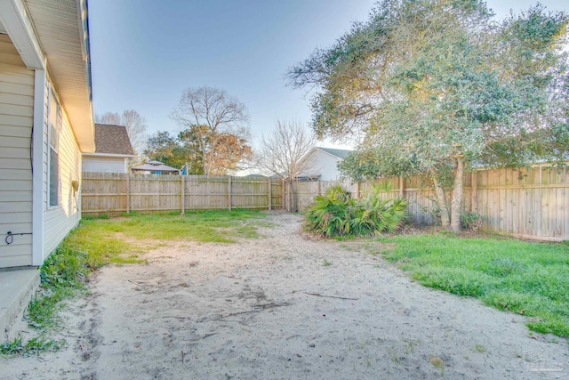 view of yard featuring a fenced backyard