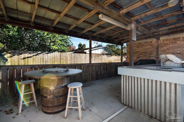 view of patio / terrace featuring a bar