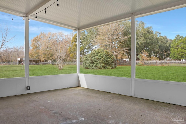 view of unfurnished sunroom