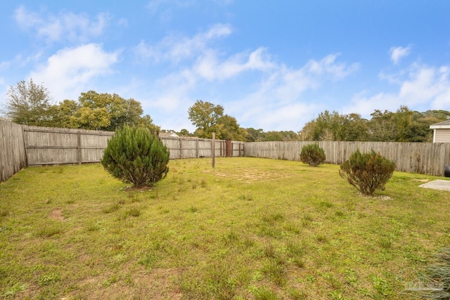 view of yard featuring a fenced backyard