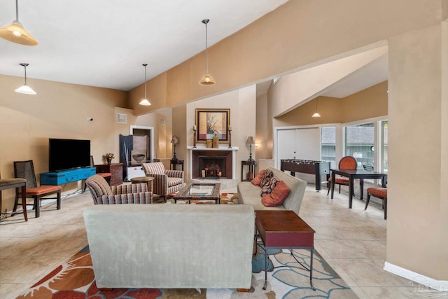 dining space featuring light tile patterned floors