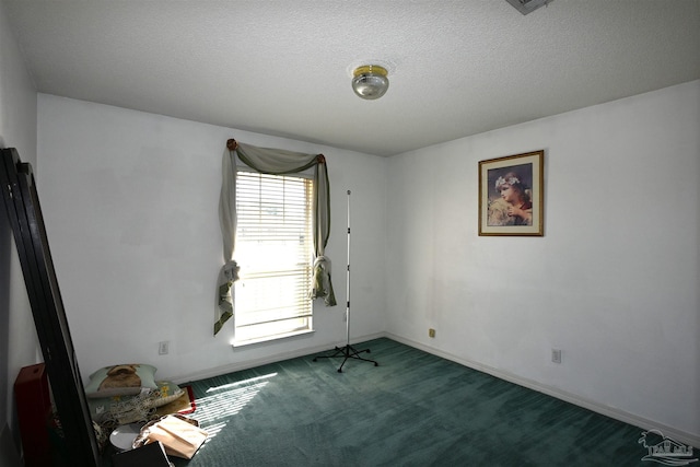 spare room featuring a textured ceiling and carpet floors