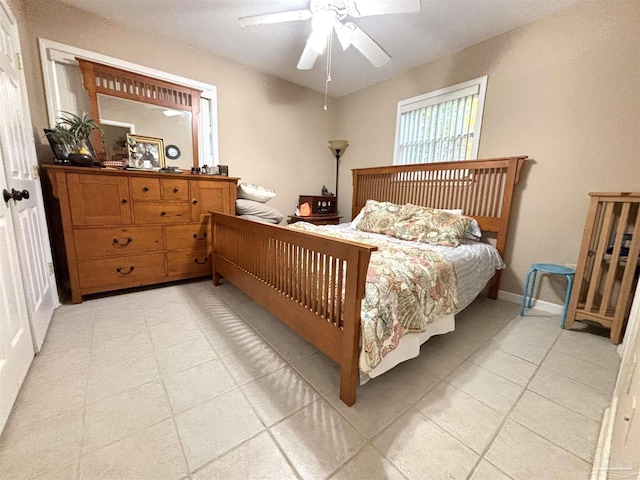 bedroom featuring ceiling fan