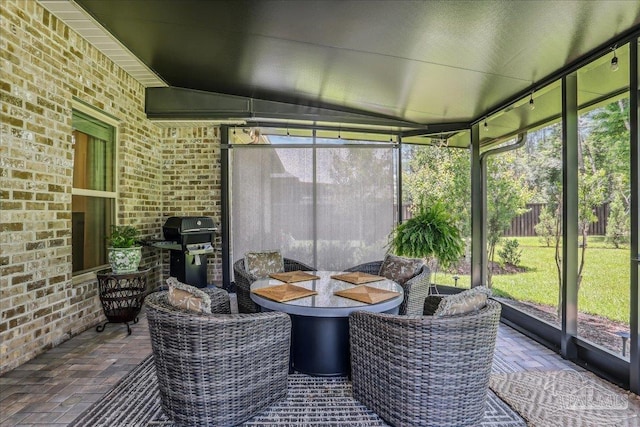 3160 Mountain Laurel Trl, Cantonment, FL 32533 - sunroom featuring lofted ceiling