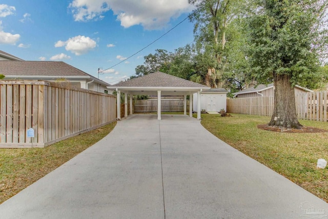 exterior space featuring a carport