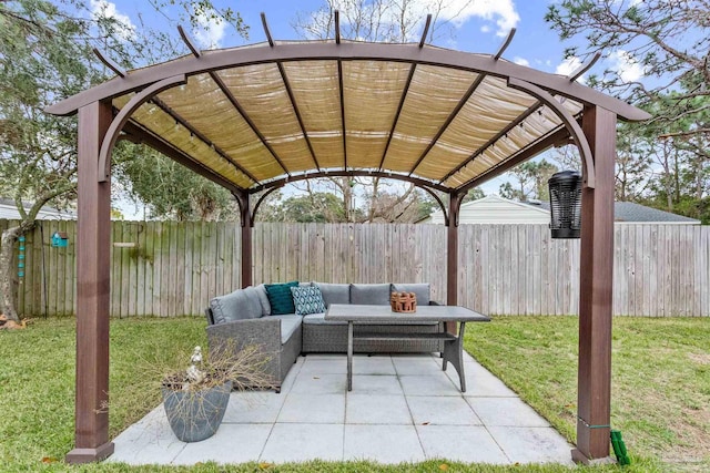 view of patio / terrace with a pergola and an outdoor hangout area