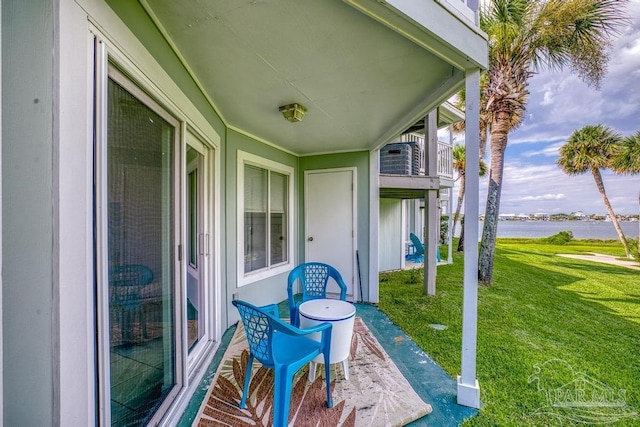 balcony with a water view