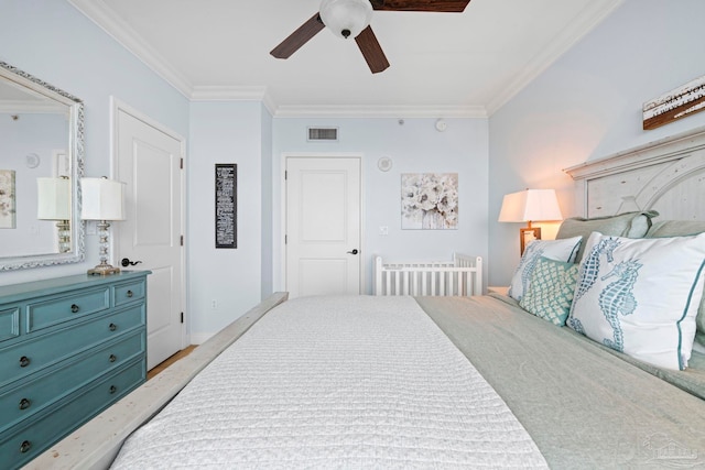 721 Pensacola Beach Blvd Unit 702, Pensacola Beach, FL 32561 - bedroom featuring crown molding, light wood-type flooring, and ceiling fan