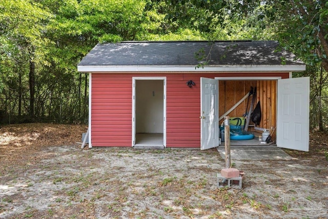 view of shed