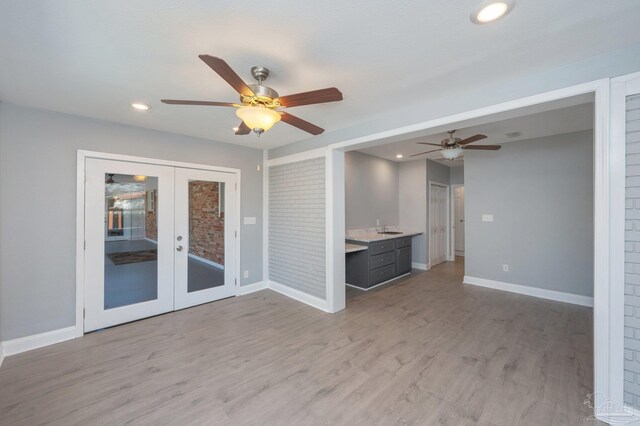 4900 Shell Rd, Milton, FL 32583 - interior space featuring light wood-type flooring, a ceiling fan, recessed lighting, french doors, and baseboards