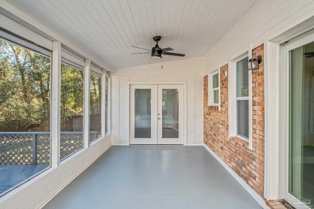 4900 Shell Rd, Milton, FL 32583 - unfurnished sunroom with a ceiling fan and french doors