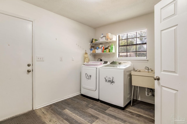 5945 Pamela Dr, Milton, FL 32570 - laundry area featuring washer and clothes dryer and dark wood-style floors