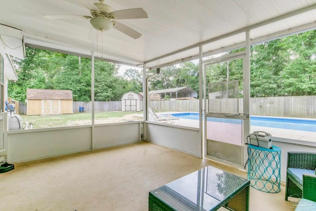 5945 Pamela Dr, Milton, FL 32570 - unfurnished sunroom with a ceiling fan