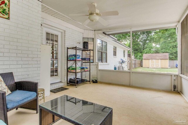 5945 Pamela Dr, Milton, FL 32570 - sunroom featuring a ceiling fan
