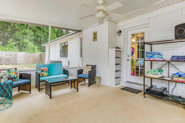 5945 Pamela Dr, Milton, FL 32570 - sunroom featuring an outdoor hangout area and ceiling fan