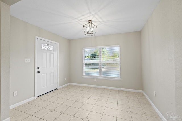 interior space featuring an inviting chandelier