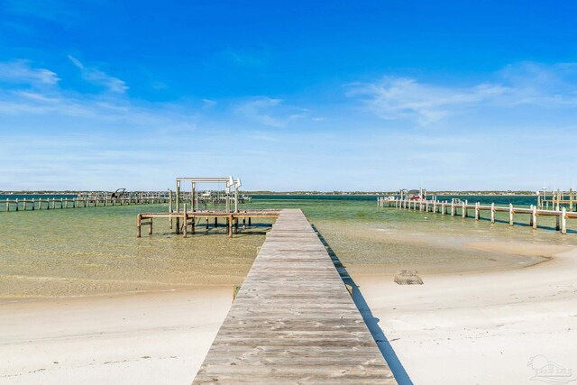 view of dock featuring a water view