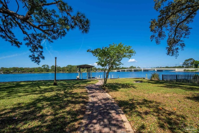 water view with a gazebo