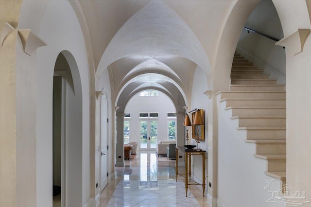 entrance foyer featuring french doors