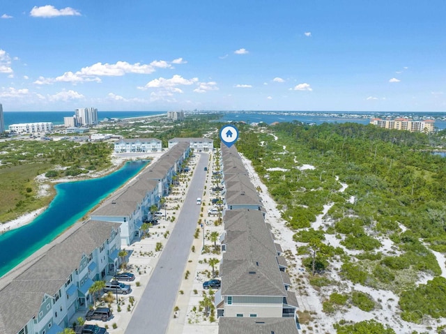 bird's eye view with a water view and a city view