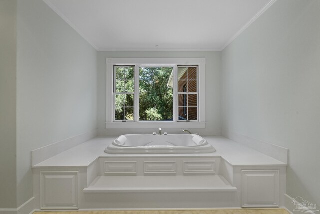 bathroom with crown molding