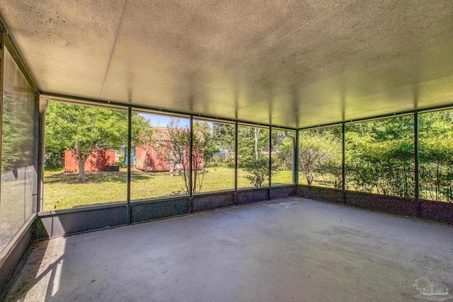 view of unfurnished sunroom