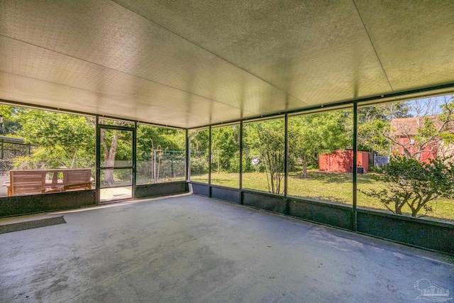 view of unfurnished sunroom