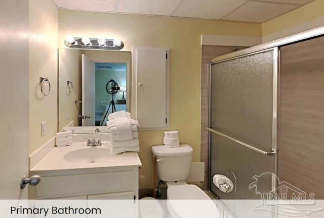 999 Ft Pickens Rd Unit 108, Pensacola Beach, FL 32561 - bathroom with a shower with door, vanity, and toilet