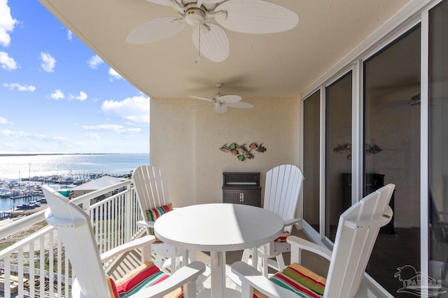 balcony with a water view