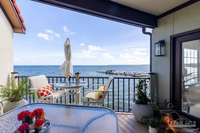 balcony with a water view