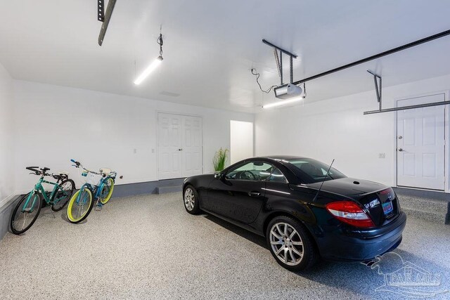 garage with a garage door opener