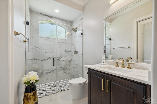 6126 E Fence Rd, Pensacola, FL 32526 - full bath featuring a marble finish shower, vanity, and tile patterned floors