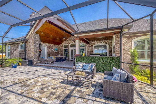 6126 E Fence Rd, Pensacola, FL 32526 - view of patio with an outdoor living space and a lanai