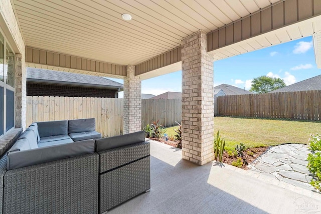 view of patio featuring an outdoor hangout area