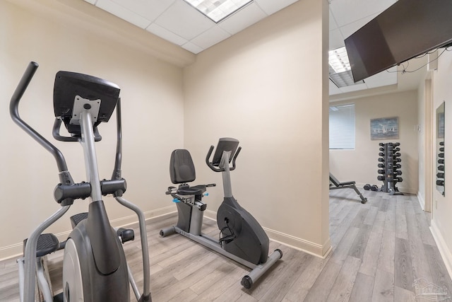 13753 Perdido Key Dr Unit 504, Perdido Key, FL 32507 - exercise area with wood finished floors, baseboards, and a drop ceiling