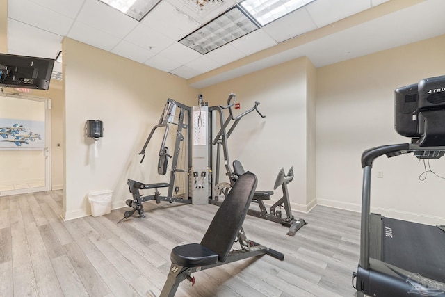 13753 Perdido Key Dr Unit 504, Perdido Key, FL 32507 - workout area with light wood-style floors, baseboards, and a drop ceiling