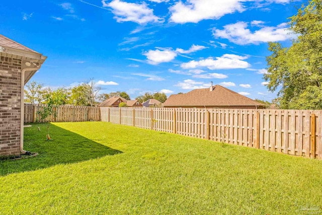 view of yard featuring a fenced backyard