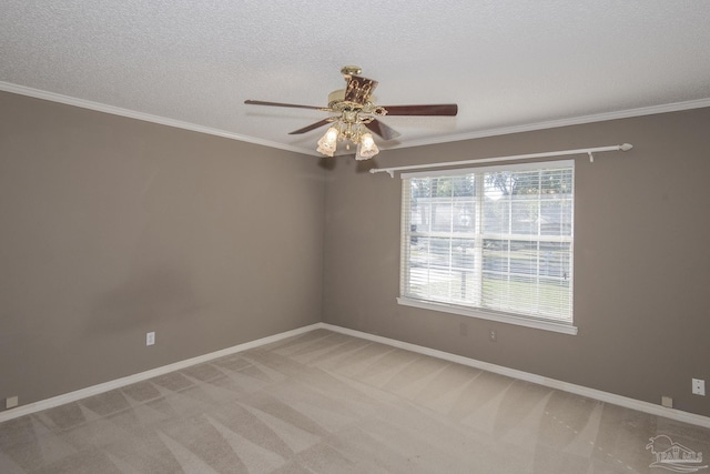 4416 Bellwood Cir, Pace, FL 32571 - spare room featuring crown molding, a ceiling fan, baseboards, and light carpet