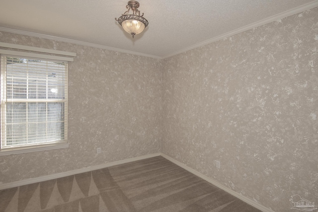 4416 Bellwood Cir, Pace, FL 32571 - spare room with baseboards, crown molding, a textured ceiling, and carpet