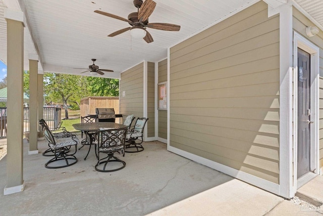 view of patio / terrace with ceiling fan