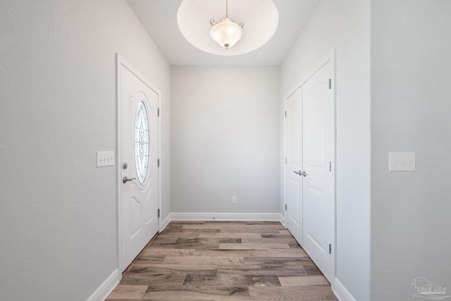 foyer entrance featuring hardwood / wood-style floors