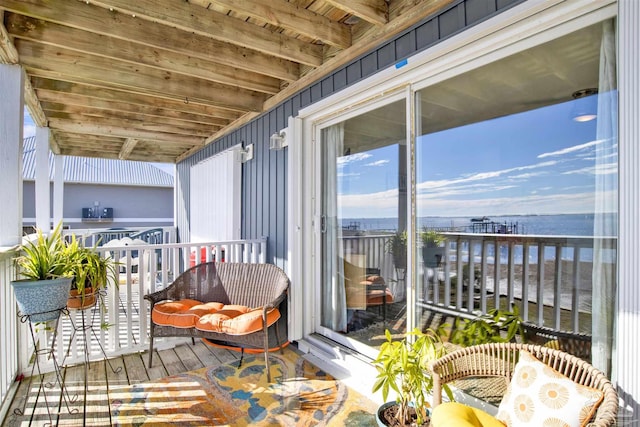 balcony with a water view