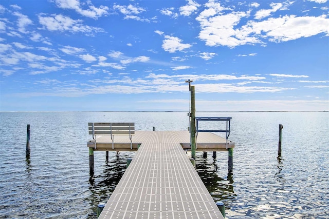 view of dock featuring a water view