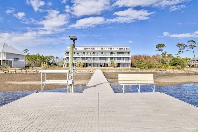 exterior space with a water view