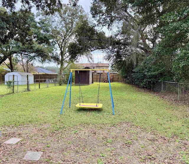 view of yard with a playground