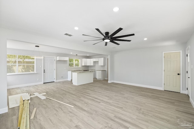 1029 Kearny Dr, Pensacola, FL 32505 - unfurnished living room featuring baseboards, visible vents, a ceiling fan, and recessed lighting