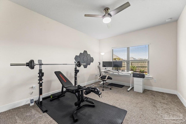 1412 Areca Palm Dr, Gulf Breeze, FL 32563 - exercise room featuring ceiling fan and carpet flooring